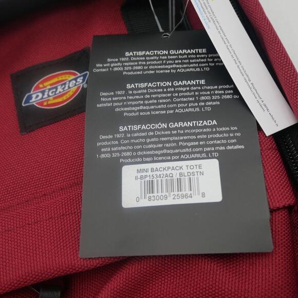NEW Dickies Brooklyn Mini Backpack Travel Shoulder Book Bag Bloodstone Red - Picture 5 of 8
